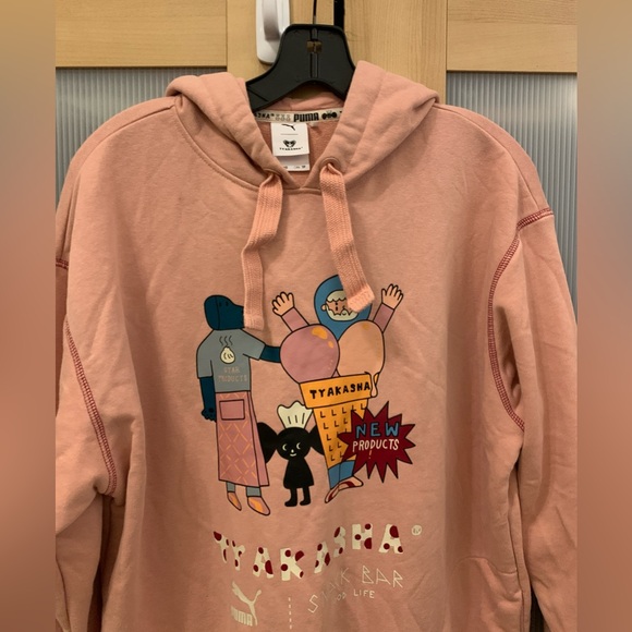 Puma X Tyakasha oversized pullover sweatshirt in peach pink color Size XS - Picture 3 of 16